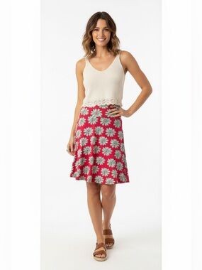 LuLaRoe Azure Skirt • Hot Pink • Mint Green Daisies • Cool Festival Wear